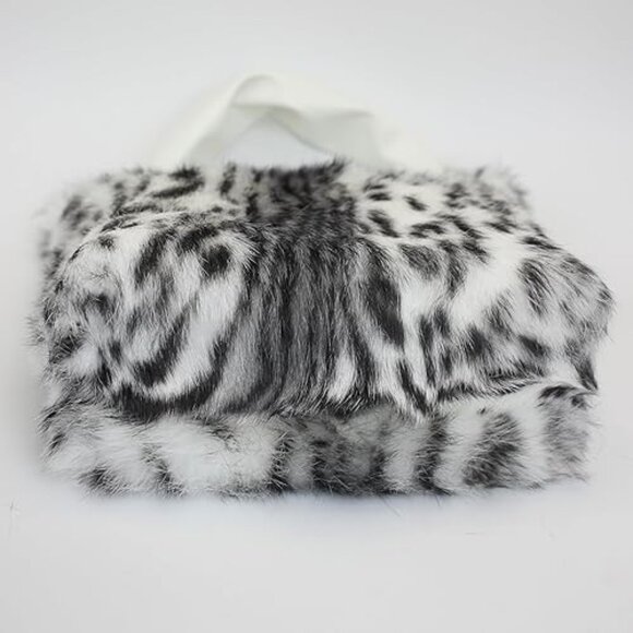 Neiman Marcus Snow Leopard Print Rabbit Fur Hobo Bag - Picture 6 of 6